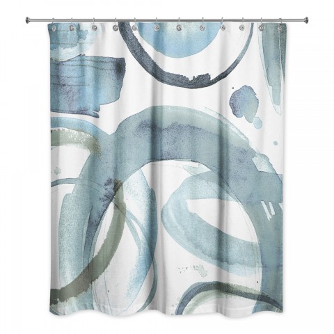 Soft Blue Abstract Circles 71x74 Shower Curtain