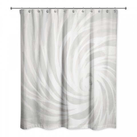 Light Gray Calming Vortex 71x74 Shower Curtain