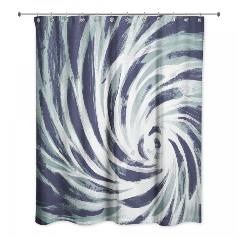 Navy Calming Vortex 71x74 Shower Curtain