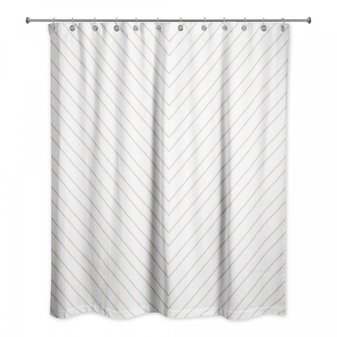 Beige Chevron Stripes 71x74 Shower Curtain