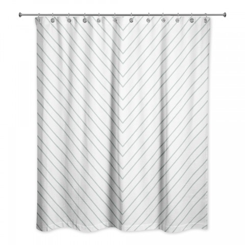Soft Blue Chevron Stripes 71x74 Shower Curtain