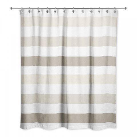 Beige Chunky Stripes 71x74 Shower Curtain