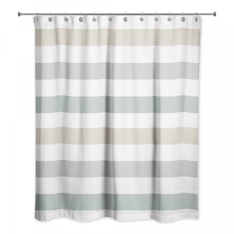 Gray Blue Chunky Stripes 71x74 Shower Curtain