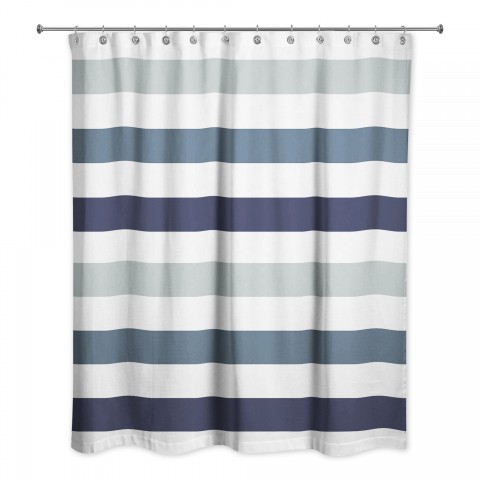Blue Chunky Stripes 71x74 Shower Curtain