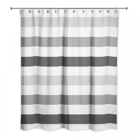 Gray Chunky Stripes 71x74 Shower Curtain