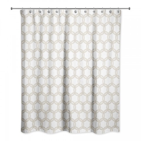 Beige Circle Pattern 71x74 Shower Curtain