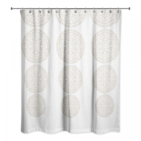 Beige Medallion Pattern 71x74 Shower Curtain
