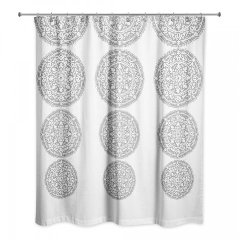 Gray Medallion Pattern 71x74 Shower Curtain