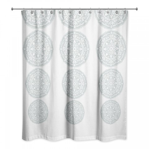 Soft Blue Medallion Pattern 71x74 Shower Curtain