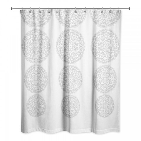 Soft Gray Medallion Pattern 71x74 Shower Curtain