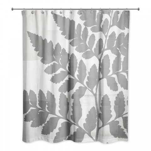 Gray Fern Collage 71x74 Shower Curtain