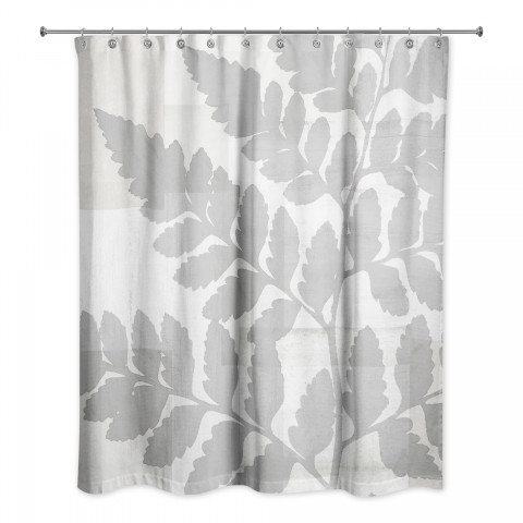 Light Gray Fern Collage 71x74 Shower Curtain