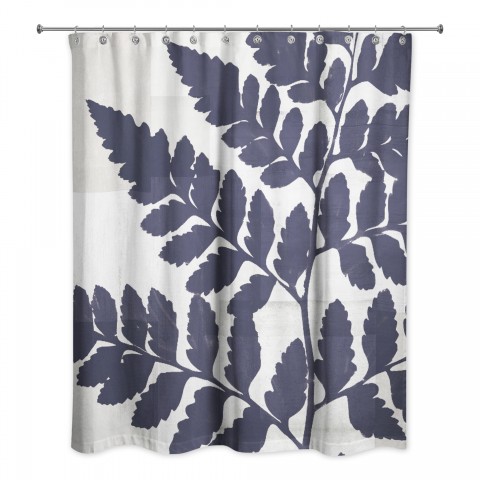 Navy Fern Collage 71x74 Shower Curtain