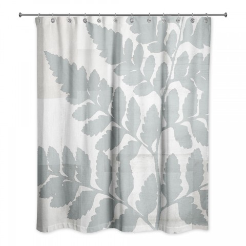 Soft Blue Fern Collage 71x74 Shower Curtain
