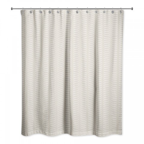 Beige Line Pattern 71x74 Shower Curtain