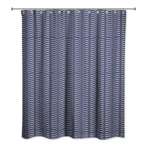 Navy Line Pattern 71x74 Shower Curtain