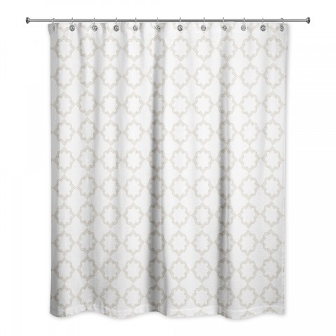 Beige Geo Pattern 71x74 Shower Curtain