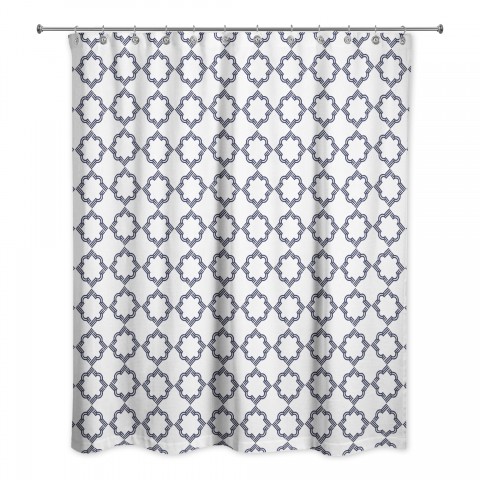 Navy Geo Pattern 71x74 Shower Curtain