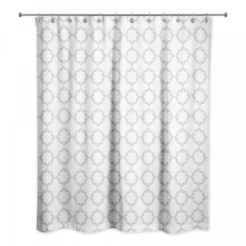Soft Blue Geo Pattern 71x74 Shower Curtain