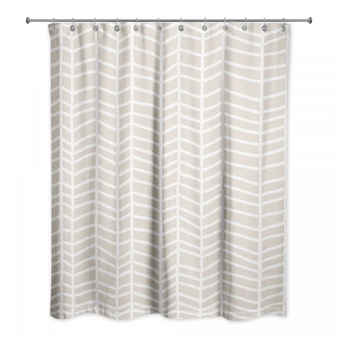 Beige Chevrons 71x74 Shower Curtain
