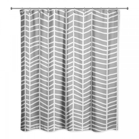 Gray Chevrons 71x74 Shower Curtain