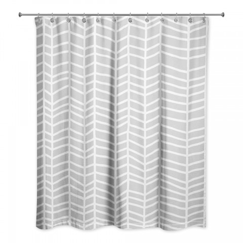 Light Gray Chevrons 71x74 Shower Curtain