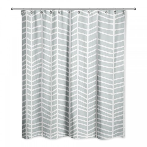 Soft Blue Chevrons 71x74 Shower Curtain