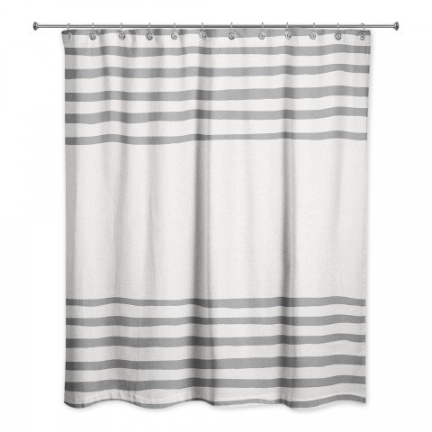 Gray Linen Stripes 71x74 Shower Curtain