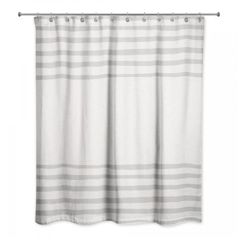 Light Gray Linen Stripes 71x74 Shower Curtain