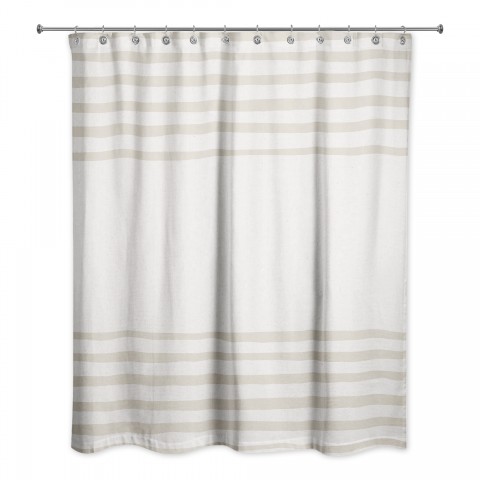 Soft Beige Linen Stripes 71x74 Shower Curtain