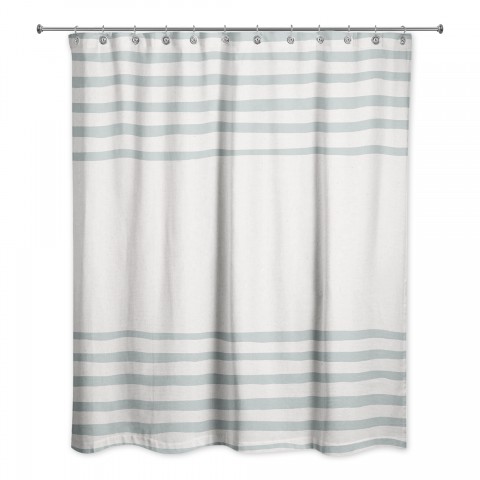 Soft Blue Linen Stripes 71x74 Shower Curtain