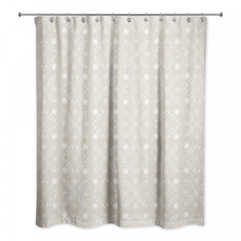 Beige Mod Medallions 71x74 Shower Curtain