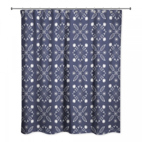 Navy Mod Medallions 71x74 Shower Curtain
