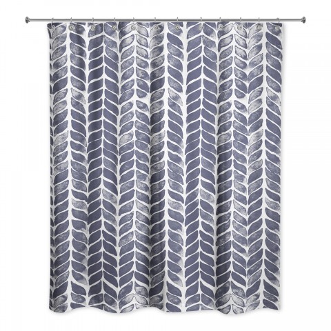 Navy Petal Pattern 71x74 Shower Curtain