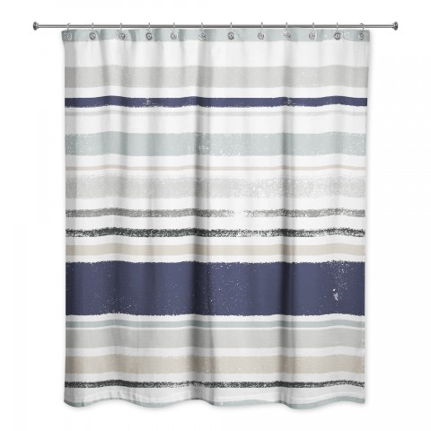 Navy and Blue Stripes 71x74 Shower Curtain