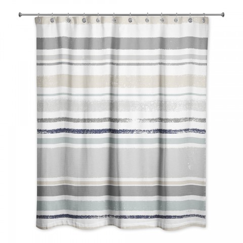 Shades of Blue Stripes 71x74 Shower Curtain
