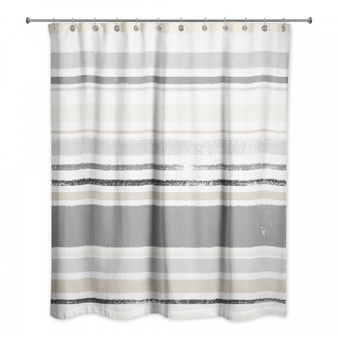 Gray and Blue Stripes 71x74 Shower Curtain