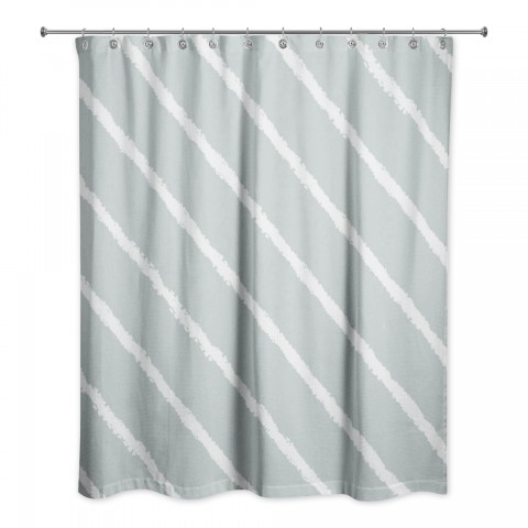 Soft Blue Diagonal Stripes 71x74 Shower Curtain