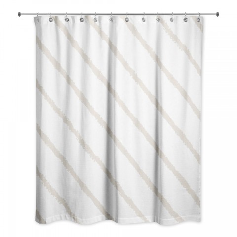 Beige Diagonal Stripes 71x74 Shower Curtain