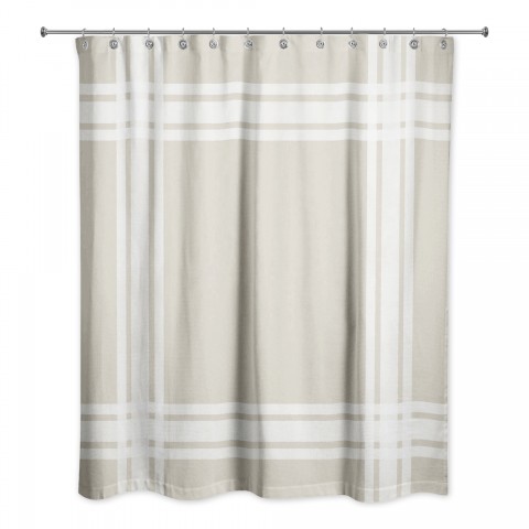 Striped Beige Border 71x74 Shower Curtain
