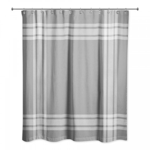 Striped Gray Border 71x74 Shower Curtain