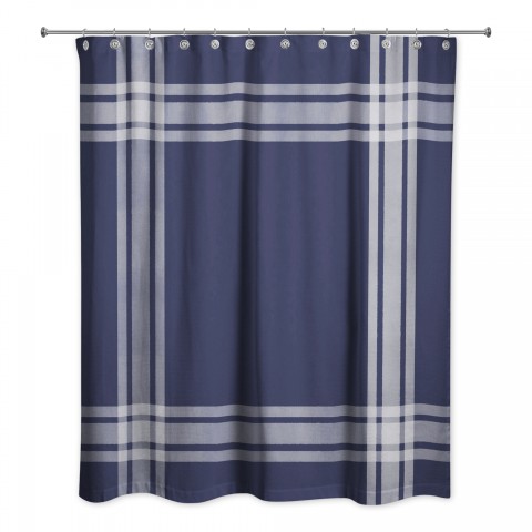 Striped Navy Border 71x74 Shower Curtain