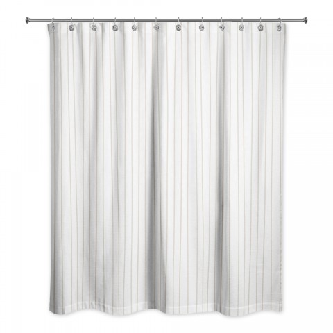 Beige Uneven Stripes 71x74 Shower Curtain