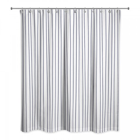 Navy Uneven Stripes 71x74 Shower Curtain