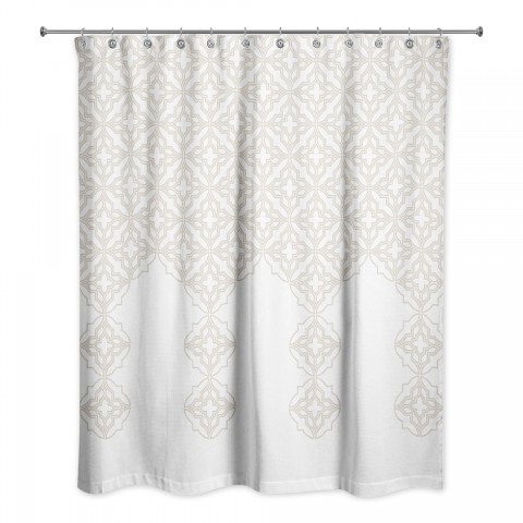 Beige Quatrefoil 71x74 Shower Curtain
