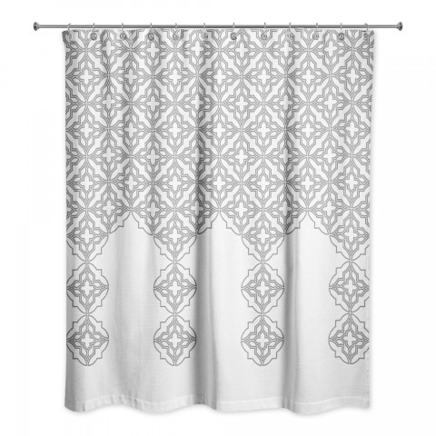 Gray Quatrefoil 71x74 Shower Curtain