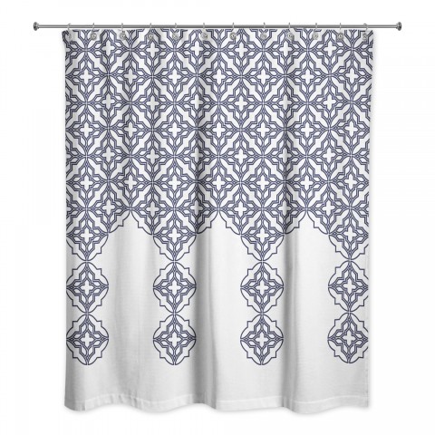 Navy Quatrefoil 71x74 Shower Curtain