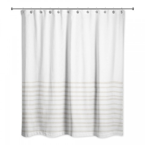 Textured Beige Stripes 71x74 Shower Curtain