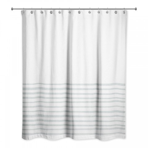 Textured Soft Blue Stripes 71x74 Shower Curtain