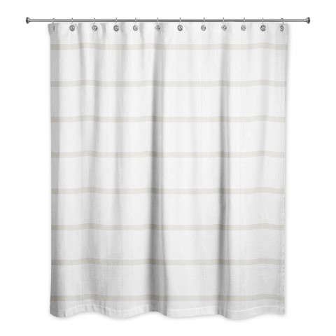 Beige Stripes on Wood 71x74 Shower Curtain